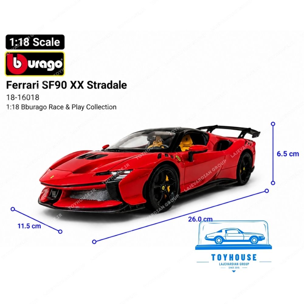 ماکت ماشین فراری SF90 XX استراداله بوراگو ۱:۱۸ - تصویر 2