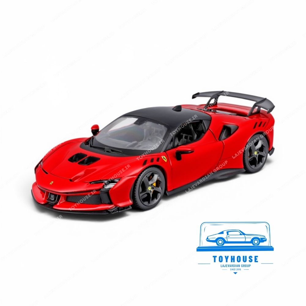 ماکت فراری sf90 xx استرادله بوراگو ۱:۱۸ قرمز مشکی سری ریس اند پلی