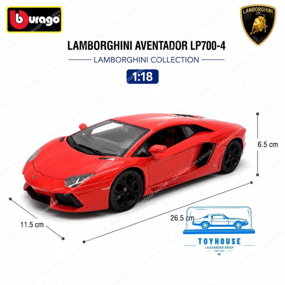 ماکت ماشین لامبورگینی اونتادور LP700-4 رودستر بوراگو ۱:۱۸ - تصویر 4
