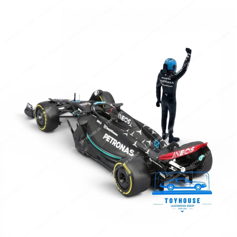 ماکت ماشین مرسدس بنز AMG W14 فرمول یک + فیگور جورج راسل بوراگو ۱:۲۴ - تصویر 4