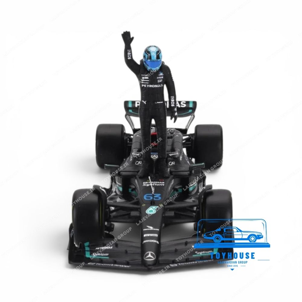 ماکت ماشین مرسدس بنز AMG W14 فرمول یک + فیگور جورج راسل بوراگو ۱:۲۴ - تصویر 2