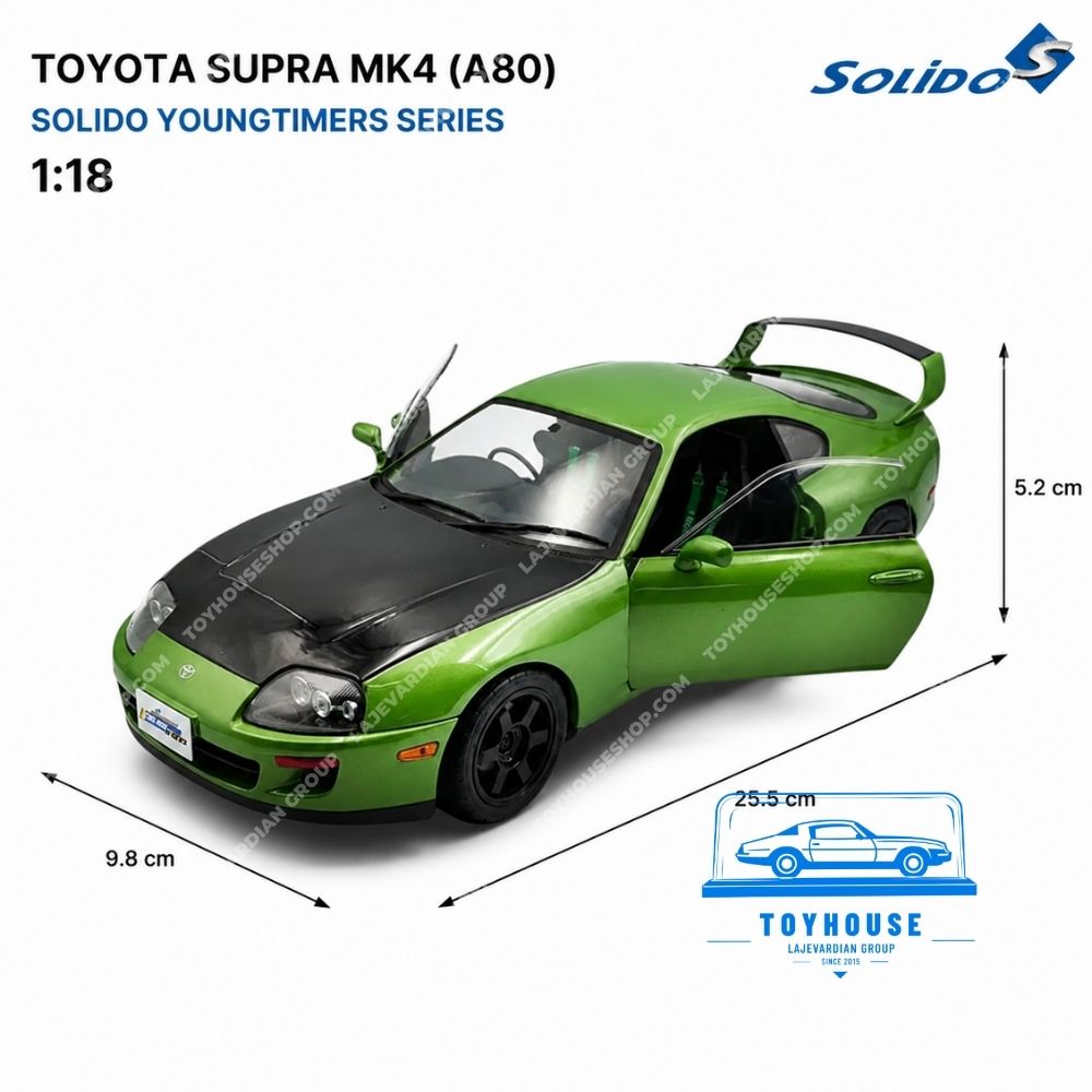 ماکت ماشین تویوتا سوپرا MK4 (A80) ۱۹۹۳ (کاپوت مشکی) سولیدو ۱:۱۸ - تصویر 5